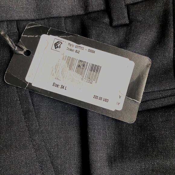 Armani Exchange Dress Pant Men's 34W Flat Front Raw Hem Stretch Wool Gray NEW - Picture 12 of 15